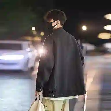 大卫贝肯 美式复古水洗做旧可脱卸连帽宽松百搭牛仔外套 男女同款