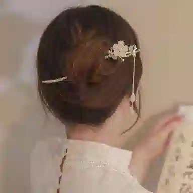 简应舒 玉兰花流苏新中式盘发古风汉服发钗子步摇头饰 合金+仿珍珠+树脂 发簪 女款