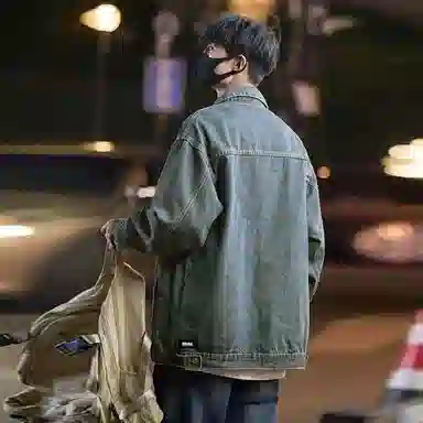 大卫贝肯 美式复古水洗做旧可脱卸连帽宽松百搭牛仔外套 男女同款