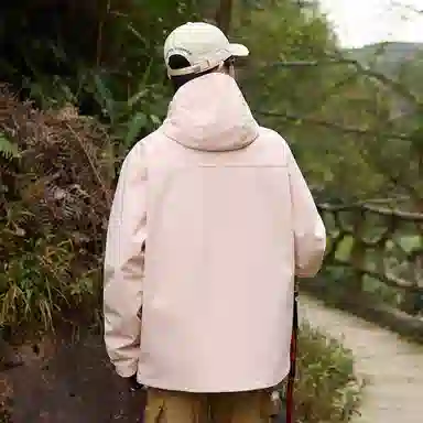 依文  美式复古潮牌山系户外纯色雪山山脉字母印花登山徒步连帽三合一休闲宽松  防水防风透气保暖冲锋衣 男女同款