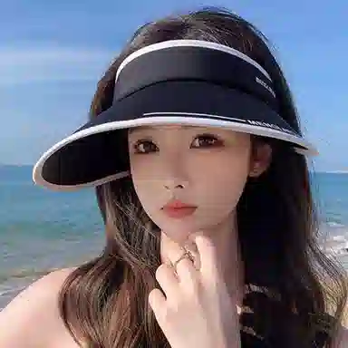 优幽兰 韩版小众设计感大檐显脸小遮阳帽休闲百搭户外出行骑车防紫外线遮脸冰丝空顶太阳帽 聚酯纤维 防晒帽 女款