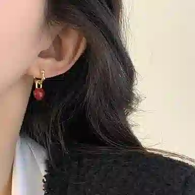 彤彤兔 小众设计复古爱心 合金 耳环 女款