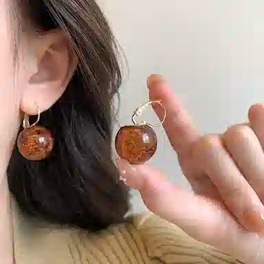 彤彤兔 仿金箔状复古气质 合金 耳环 女款