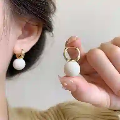 彤彤兔 韩系植绒白色 合金 耳环 女款