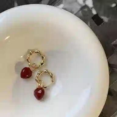 彤彤兔 小众设计复古爱心 合金 耳环 女款