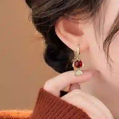 彤彤兔 小众设计新中式锦鲤红色 合金 耳环 女款