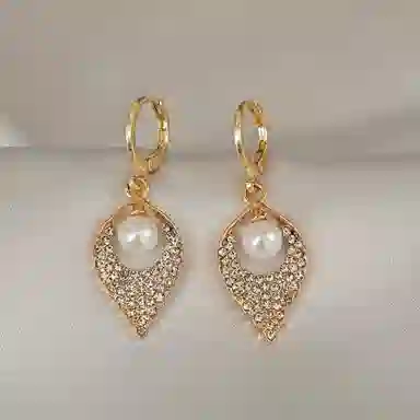 彤彤兔 法式精致满钻水滴 合金 耳环 女款