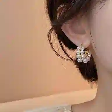 彤彤兔 复古独特双排珍珠圈圈 合金 耳环 女款