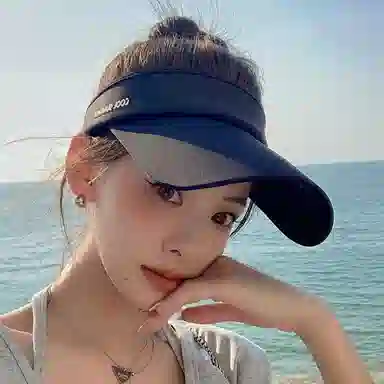 优幽兰 百搭简约纯色高级感大帽檐显脸小鸭舌帽女韩版户外骑车遮阳防紫外线透气空顶太阳帽开车必备 涤纶 防晒帽 女款