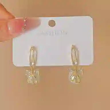 彤彤兔 蝴蝶结闪钻百搭 合金 耳环 女款