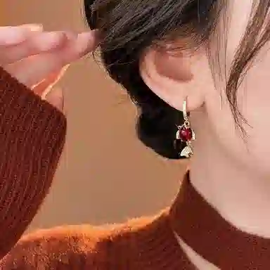 彤彤兔 小众设计新中式锦鲤红色 合金 耳环 女款