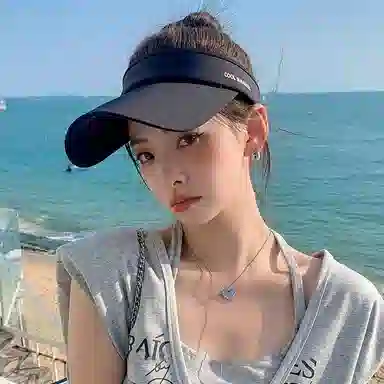 优幽兰 百搭简约纯色高级感大帽檐显脸小鸭舌帽女韩版户外骑车遮阳防紫外线透气空顶太阳帽开车必备 涤纶 防晒帽 女款