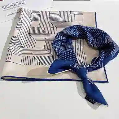 山一丸 桑蚕丝真丝立体清新职业条纹线条小领巾  丝巾 女款