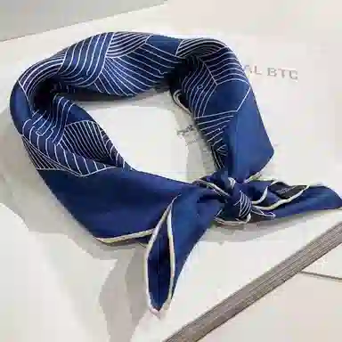 山一丸 桑蚕丝真丝立体清新职业条纹线条小领巾  丝巾 女款