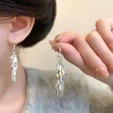 彤彤兔 韩系简约麦穗流苏 合金 耳环 女款