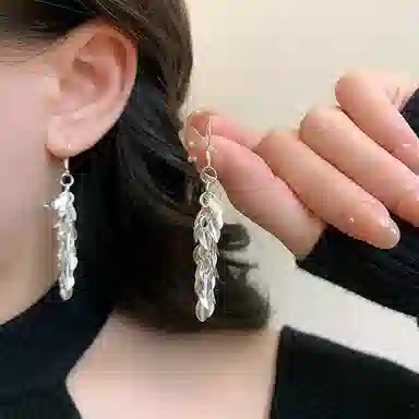 彤彤兔 韩系简约麦穗流苏 合金 耳环 女款