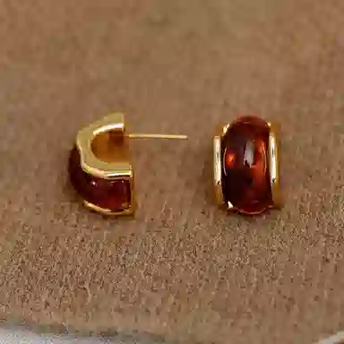 彤彤兔 高级轻奢晕染美拉德 合金 耳环 女款