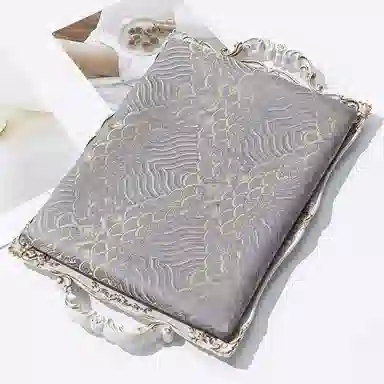 上海故事 新中式高级气质旗袍晚宴礼服复古盘扣桑蚕丝双面提花双层真丝长巾 丝巾 女款