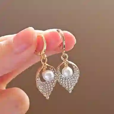 彤彤兔 法式精致满钻水滴 合金 耳环 女款