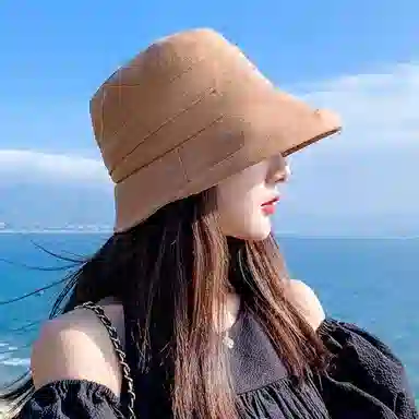 杨同学 【复古赫本风】遮阳 夏 优雅 卷边 字母 防紫外线 海边度假 聚酯纤维 防晒帽 女款