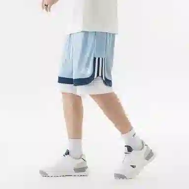 王者荣耀 标语款 美式基础款字母印花户外运动篮球跑步训练宽松透气假两件抽绳休闲短裤 男女同款