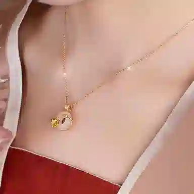 金大福 康乃馨平安扣 永恒的爱新中式国潮甜蜜浪漫告白平安纳福招财转运纯银轻奢小众显白气质锁骨链#好运 玉髓 项链 女款