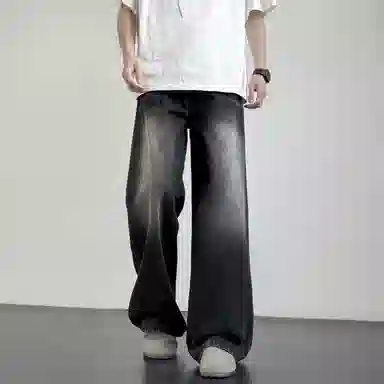 普鲁士多特蒙德 微喇美式复古高街水洗废土风高级感做旧日系百搭垂感休闲直筒牛仔裤 男女同款