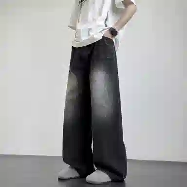 普鲁士多特蒙德 微喇美式复古高街水洗废土风高级感做旧日系百搭垂感休闲直筒牛仔裤 男女同款