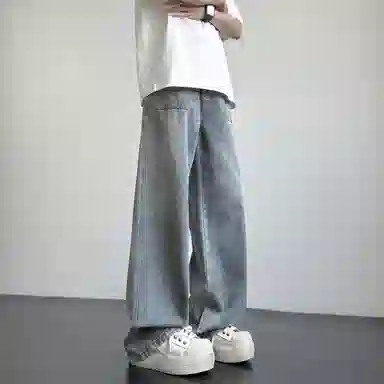 普鲁士多特蒙德 微喇美式复古高街水洗废土风高级感做旧日系百搭垂感休闲直筒牛仔裤 男女同款