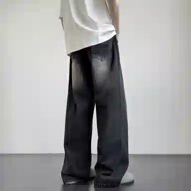 普鲁士多特蒙德 微喇美式复古高街水洗废土风高级感做旧日系百搭垂感休闲直筒牛仔裤 男女同款