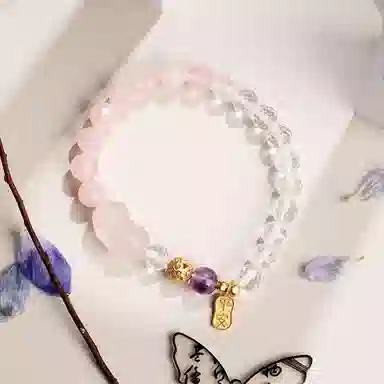 老凤祥 招财进你 旺桃花招财貔貅  新中式复古国潮风 东方美学 高级感气质百搭天然 粉水晶 手串 女款