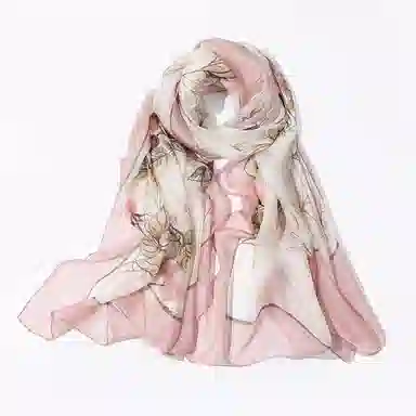 上海故事 春花秋果长巾时尚斜纹喷绘气质出游纱巾外搭大沙滩巾 桑蚕丝 丝巾 女款