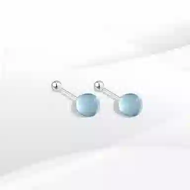 希遇 梦幻情缘 可爱温柔风 简约小众设计 时尚精美耳饰 日常百搭 温柔系海洋蓝 合金 耳钉 男女同款情侣款