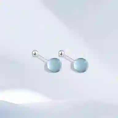 希遇 梦幻情缘 可爱温柔风 简约小众设计 时尚精美耳饰 日常百搭 温柔系海洋蓝 合金 耳钉 男女同款情侣款