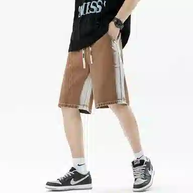 王者荣耀 美式高街水洗直筒五分牛仔短裤 男女同款