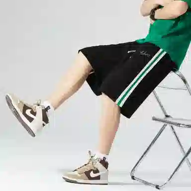 王者荣耀 鲁班七号款 美式高街字母印花日常通勤宽松舒适无性别插色抽绳休闲短裤 男女同款