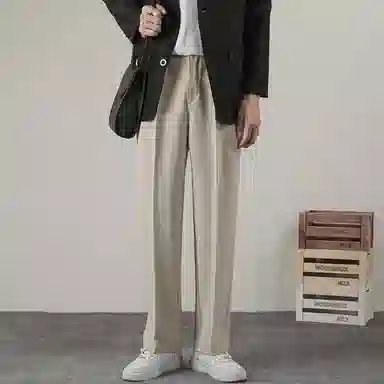 顶峰保罗 基础款直筒百搭高街宽松垂感休闲西装裤 男女同款