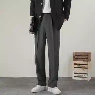 顶峰保罗 基础款直筒百搭高街宽松垂感休闲西装裤 男女同款