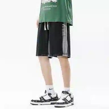 王者荣耀 美式高街水洗直筒五分牛仔短裤 男女同款