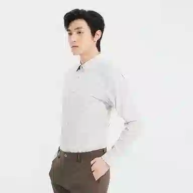 利郎 商场同款纯色尖领棉款商务休闲长袖衬衫 男款