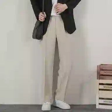 顶峰保罗 基础款直筒百搭高街宽松垂感休闲西装裤 男女同款