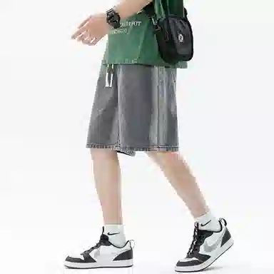 王者荣耀 美式高街水洗直筒五分牛仔短裤 男女同款