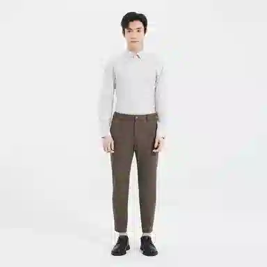 利郎 商场同款纯色尖领棉款商务休闲长袖衬衫 男款