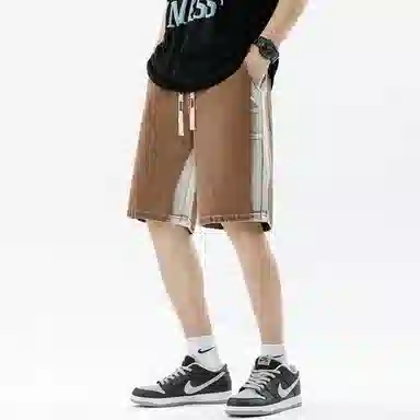 王者荣耀 美式高街水洗直筒五分牛仔短裤 男女同款