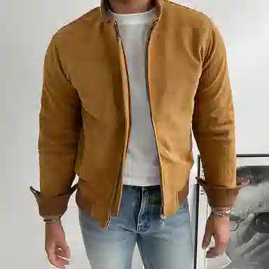 我是大卫 立领外套复古行政外套宽松百搭休闲潮夹克 男女同款 姜黄色