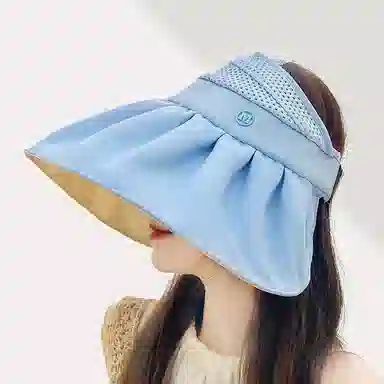 优幽兰 时尚百搭遮阳帽 防紫外线大檐显脸小空顶帽 小众设计拼色透气可折叠 聚酯纤维 防晒帽 女款