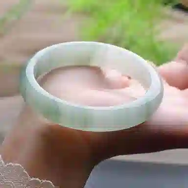 七小匠 清冷感 国潮风 复古 新中式汉服旗袍 百搭 青山黛 贵妃镯 玉髓 玉石手镯 女款