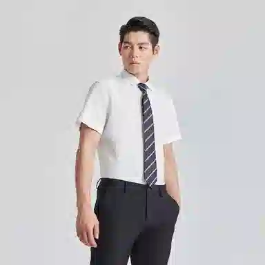 利郎 免烫易打理纯色商务休闲短袖衬衫 男款