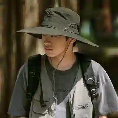 优幽兰 韩版百搭大檐遮全脸渔夫帽夏季纯色简约防紫外线户外钓鱼遮阳帽徒步登山太阳帽 锦纶 防晒帽 男款