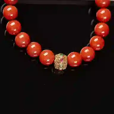 执福 颜色瓦西柿子红百搭圆珠 南红 手串 男女同款情侣款